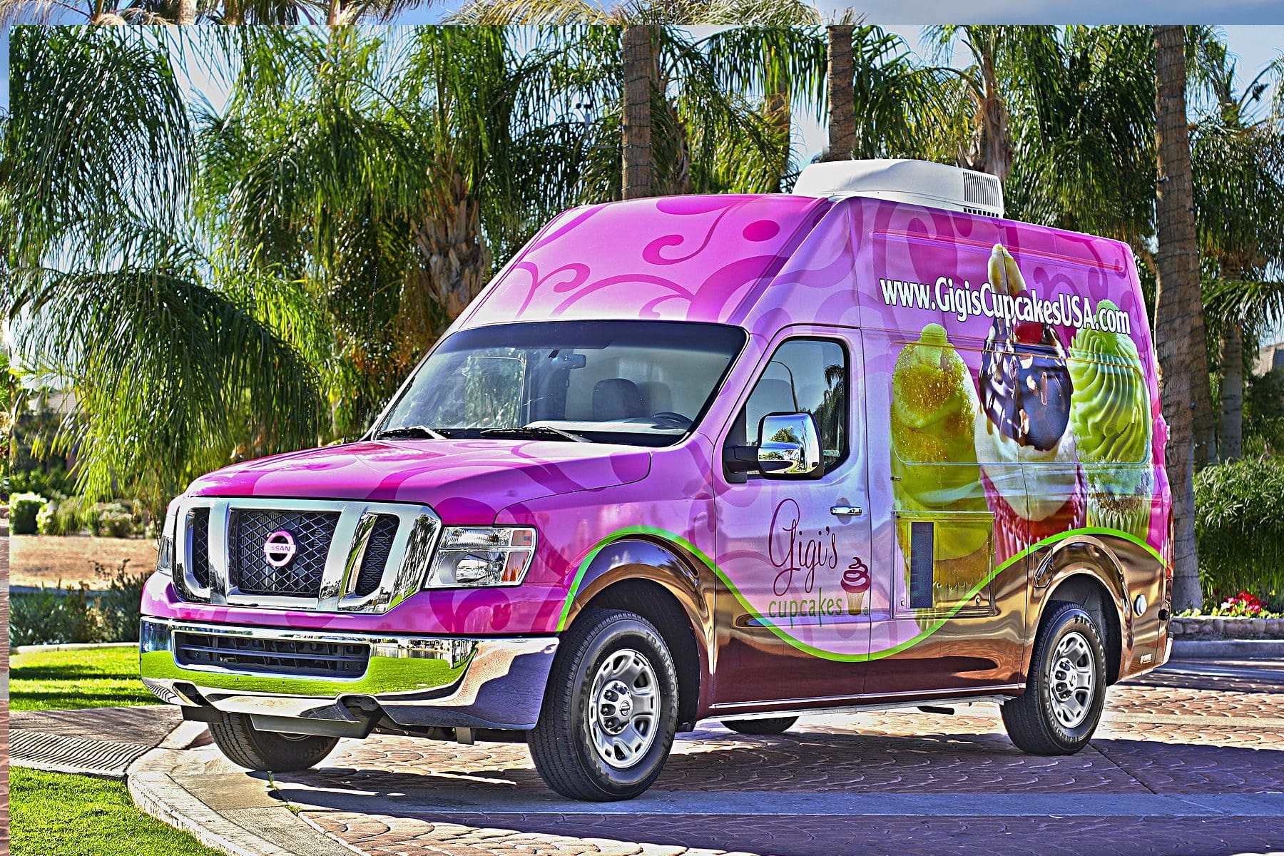 Gigi's cupcakes vehicle wrap for a local business during a recession