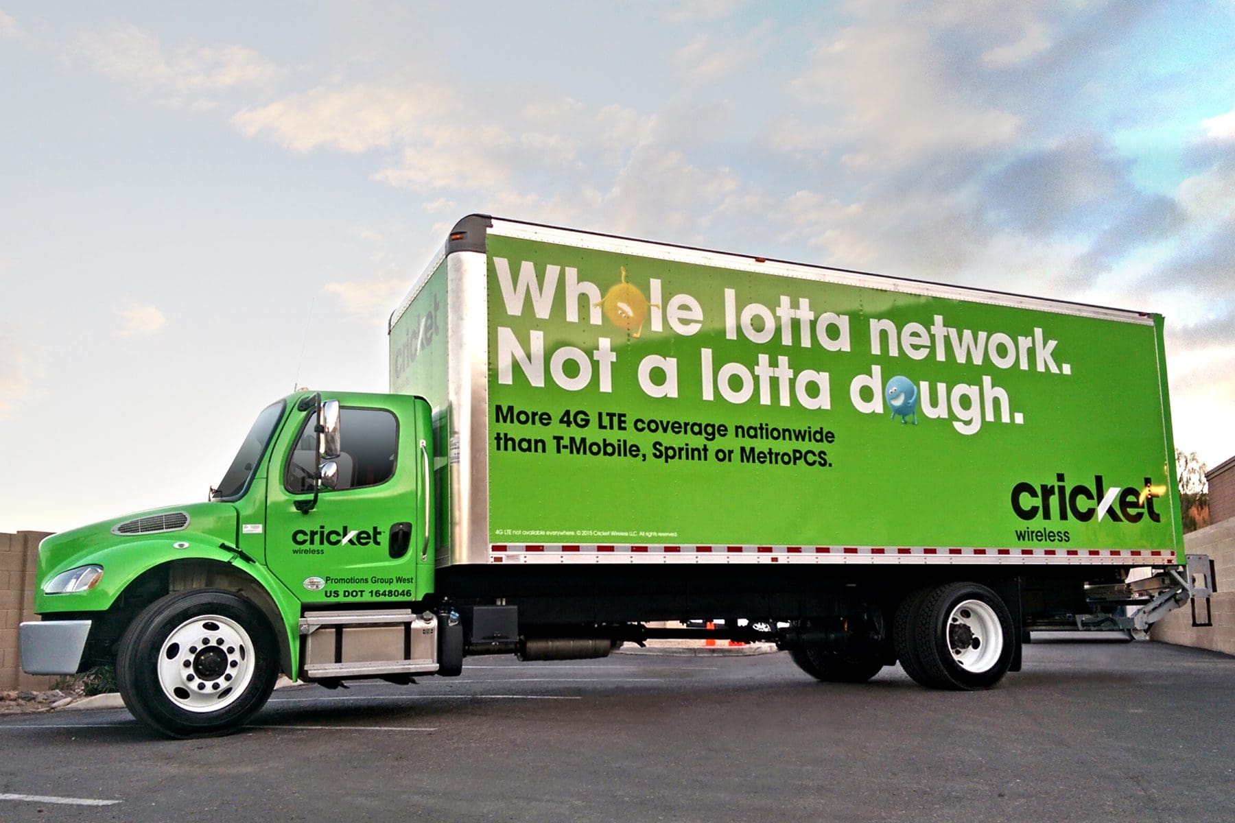 Lime green Vinyl Wrap on a Cricket Wireless fleet truck